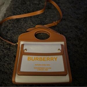 Burberry Two-tone Canvas and Leather Pocket Bag